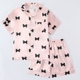 thumbnail image 1 of BOOMNY Baby Girls 2 Peice Pajamas Sets Bowknot Graphic Short Sleeve Buttons Sleepwear Tops Shorts Pjs Set for Kids Cozy Loungewear Homewear, 1 of 3