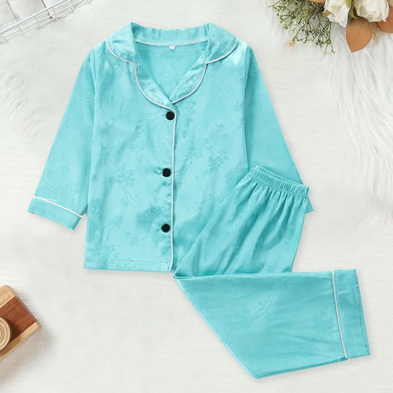 BOOMNY Baby Girls 2 Peice Pajamas Sets Soft Long Sleeve Buttons Sleepwear Tops Pants Pjs Set for Kids Cozy Loungewear Homewear
