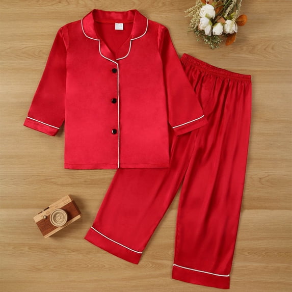 BOOMNY Baby Girls 2 Peice Pajamas Sets Soft Long Sleeve Buttons Sleepwear Tops Pants Pjs Set for Kids Cozy Loungewear Homewear
