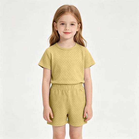 BOOMNY Baby Girls 2 Peice Pajamas Sets Soft Short Sleeve Sleepwear Tops Shorts Pjs Set for Kids Cozy Loungewear Homewear