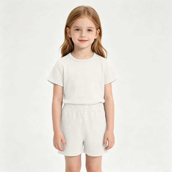 BOOMNY Baby Girls 2 Peice Pajamas Sets Soft Short Sleeve Sleepwear Tops Shorts Pjs Set for Kids Cozy Loungewear Homewear