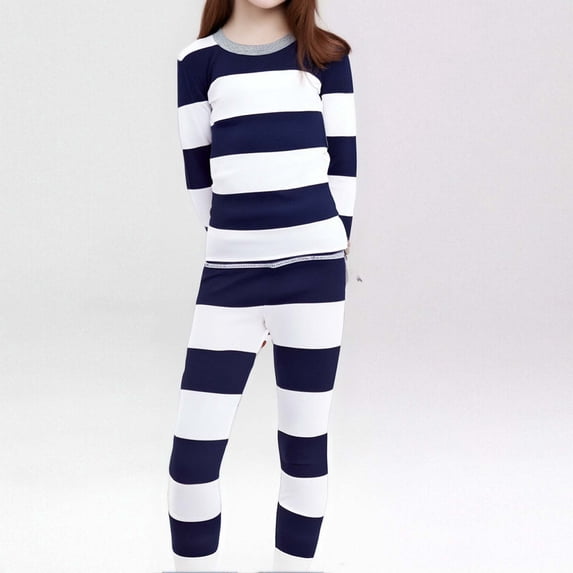 BOOMNY Baby Girls 2 Peice Pajamas Sets Striped Long Sleeve Sleepwear Tops Pants Pjs Set for Kids Cozy Loungewear Homewear