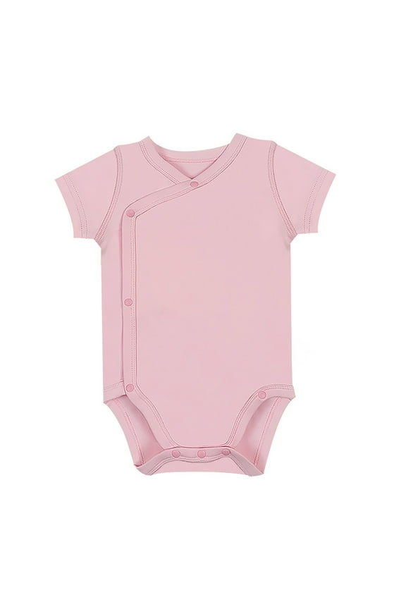 Baby Girls Bodysuit Short Sleeve Casual Solid Color Bodysuits Soft Loose Onesie Romper Comfy Dailywear
