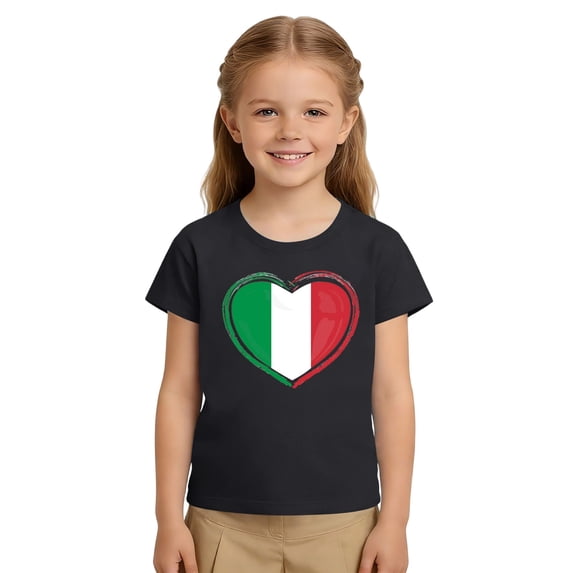 BOOMNY Baby Girls Short Sleeve Italy Soccer T-Shirts Crew Neck Graphic International Football Tee Tops for Girl Soft Dailywear