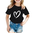 thumbnail image 1 of BOOMNY Baby Girls Short Sleeve T-Shirts Crew Neck Love Heart Graphic Tee Tops for Girl Soft Dailywear, 1 of 4