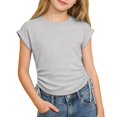 thumbnail image 1 of BOOMNY Baby Girls Short Sleeve T-Shirts Crew Neck Solid Color Tee Tops for Girl Soft Dailywear, 1 of 4