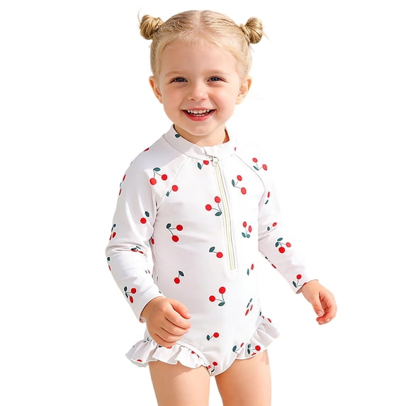 BOOMNY Baby Infant Girls 2 Peice Swimsuits Long Sleeve Rash Guard for ...