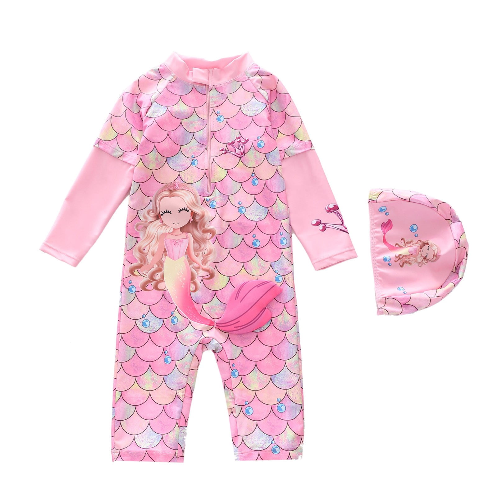 BOOMNY Baby Infant Girls 2 Peice Swimsuits Long Sleeve Rash Guard for ...