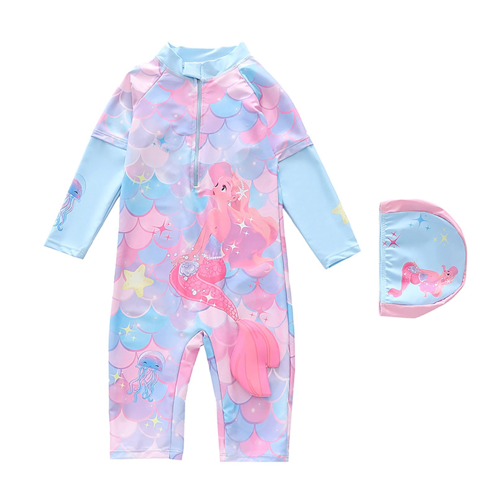 BOOMNY Baby Infant Girls 2 Peice Swimsuits Long Sleeve Rash Guard for ...