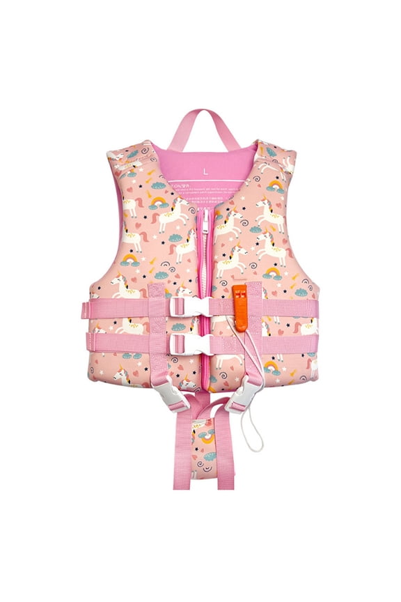 Baby Girls Swim Vest Sleeveless Buoyancy Jacket for Kids Cute Graphic Adjustable Safety Strap Float Swimsuit