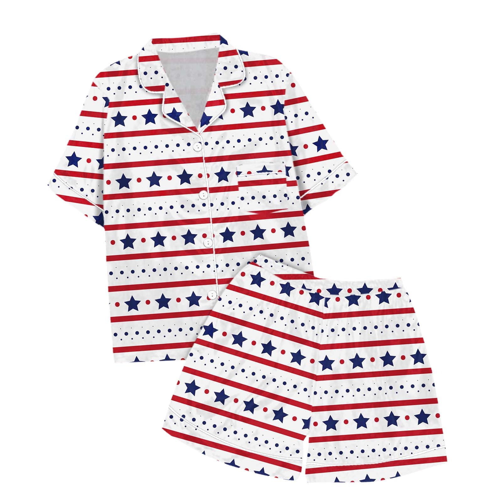 Magnolia Baby Fun Filled July 4th Patriotic Print Bamboo Short Pajamas main image 0
