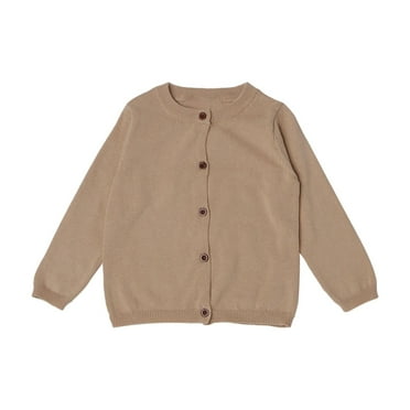 BOOMNY Baby Kids Girls Cardigan Long Sleeve Button Sweater Crew Neck Cardigans Knitwear Comfort Toddler Dailywear