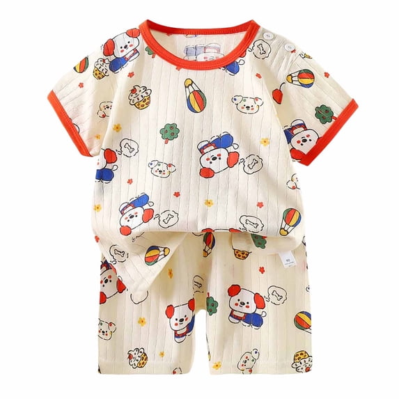 BOOMNY Boys 2 Peice Pajamas Sets Cartoon Graphic Short Sleeve Sleepwear Tops Shorts Pjs Set for Kids Cozy Loungewear Homewear