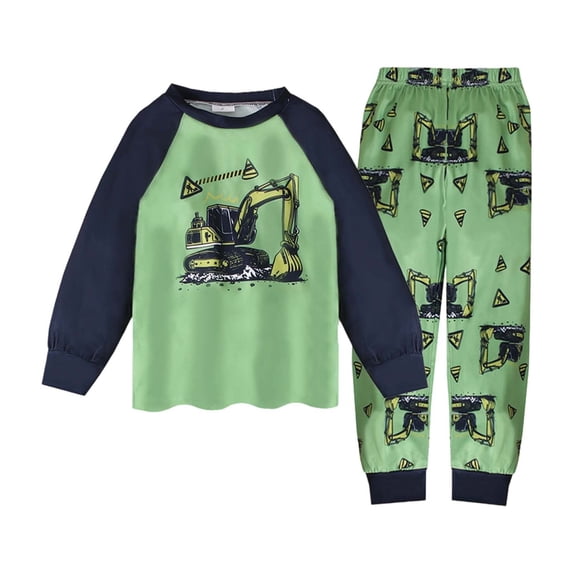 BOOMNY Boys 2 Peice Pajamas Sets Dinosaur Graphic Long Sleeve Sleepwear Tops Pants Pjs Set for Kids Cozy Loungewear Homewear
