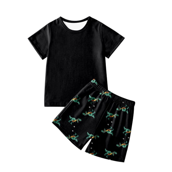 BOOMNY Boys 2 Peice Pajamas Sets Dinosaur Graphic Short Sleeve Sleepwear Tops Shorts Pjs Set for Kids Cozy Loungewear Homewear
