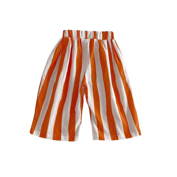 BOOMNY Boys Baggy Capri Pants Wide Leg Pants For Boys Trendy Striped Elastic Waist Summer Jogger Pants