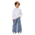thumbnail image 1 of BOOMNY Boys Baggy Jeans Wide Leg Jeans For Boys Trendy Solid Color Elastic Waist Casual Denim Pants With Pocket, 1 of 9