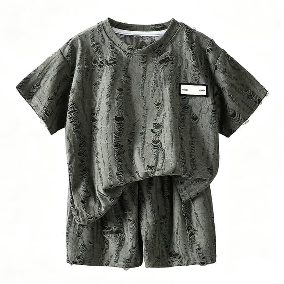 BOOMNY Boys Outfits Set Graphic Y2K Short Sleeve Tshirts Shorts 2 Peice Clothes Set Fashion Lightweight Dailywear