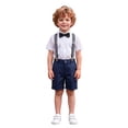 thumbnail image 1 of BOOMNY Boys School Uniform Outfit Sets British Short Sleeve Shirts Suspender Shorts Outfits for Kids Elegant Formal Wedding Outfits, 1 of 5