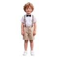 thumbnail image 1 of BOOMNY Boys School Uniform Outfit Sets British Short Sleeve Shirts Suspender Shorts Outfits for Kids Elegant Formal Wedding Outfits, 1 of 5