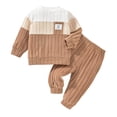 thumbnail image 1 of BOOMNY Child Boys 2 Peice Clothes Set Patchwork Color Long Sleeve Knit Tops Pants Outfits for Kids Soft Clothing Set, 1 of 8