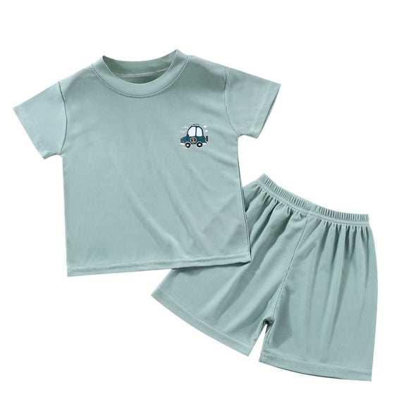BOOMNY Child Boys Pajamas Sets 2 Peice Cartoon Graphic Short Sleeve Sleepwear Tops Shorts Pjs Set for Kids Cozy Loungewear Homewear