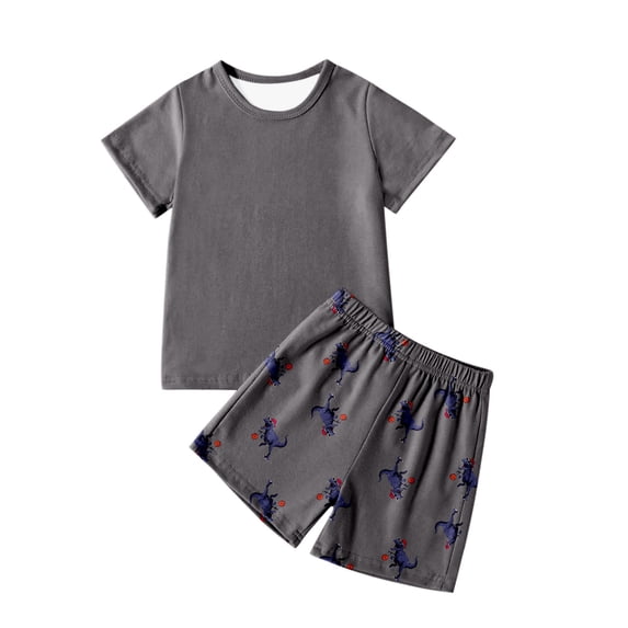 BOOMNY Child Boys Pajamas Sets 2 Peice Dinosaur Graphic Short Sleeve Sleepwear Tops Shorts Pjs Set for Kids Cozy Loungewear Homewear