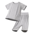 thumbnail image 1 of BOOMNY Child Boys Pajamas Sets 2 Peice Solid Short Sleeve Sleepwear Tops Pants Shorts Pjs Set for Kids Cozy Loungewear Homewear, 1 of 3