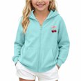thumbnail image 1 of BOOMNY Child Girls Hoodie Zip Up Cherry Graphic Long Sleeve Hoodies for Kids Fashion Fall Winter Hooded Sweatshirts with Pocket, 1 of 6