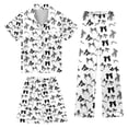 thumbnail image 1 of BOOMNY Child Girls Pajamas Sets 3 Peice Bowknot Graphic Short Sleeve Satin Sleepwear Tops Pants Shorts Pjs Set for Kids Cozy Loungewear Homewear, 1 of 2