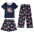 thumbnail image 1 of BOOMNY Child Girls Pajamas Sets 3 Peice Cartoon Animal Graphic Short Sleeve Sleepwear Tops Pants Shorts Pjs Set for Kids Cozy Loungewear Homewear, 1 of 3