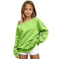 thumbnail image 1 of BOOMNY Child Girls Sweatshirts Oversized One Shoulder Sweatshirt for Kids Fashion Fall Winter Pullover Tops, 1 of 5