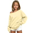 thumbnail image 1 of BOOMNY Child Girls Sweatshirts Oversized One Shoulder Sweatshirt for Kids Fashion Fall Winter Pullover Tops, 1 of 5