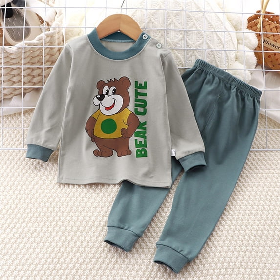 BOOMNY Child Girls Thermal Underwear Sets 2 Peice Cartoon Graphic Long Sleeve Sleepwear Tops Pants Pjs Set for Kids Warm Winter Loungewear Homewear