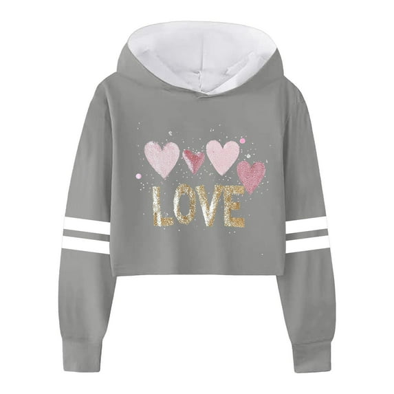 BOOMNY Children Girls Sweatshirt Long Sleeve Letters Solid Color Crop Hoodie Tops For Kids Classic Toddler Baby Dailywear