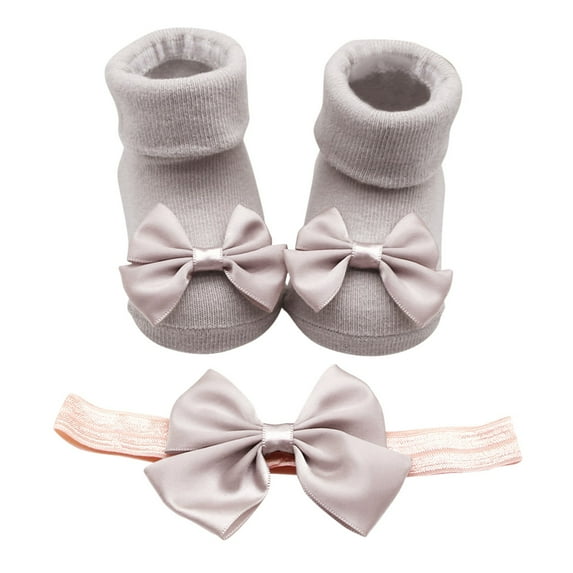 BOOMNY Children Kids Socks Soft Bottom Toddler Baby Shoes Socks Bowkot Princess Socks Floor Socks 1PC Socks + 1PC Bow Hairband Cute Footwear