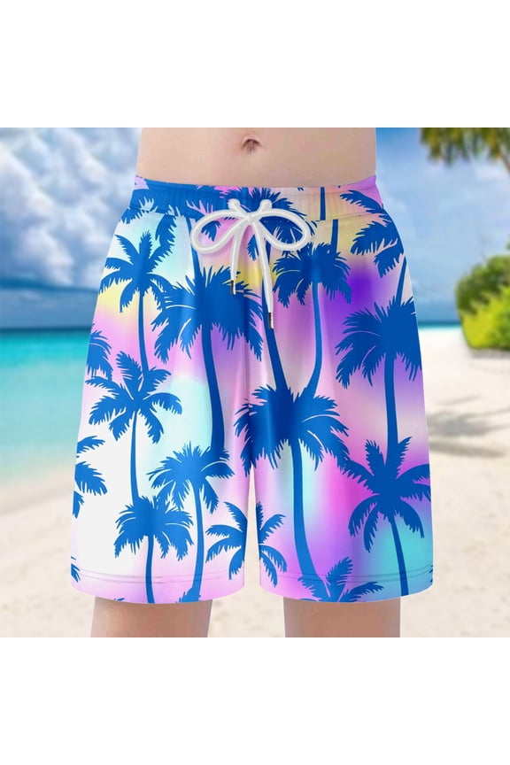 Childrens Summer Beach Shorts Elastic Waist Shorts for Kids Cartoon Graphic Childrens Summer Shorts With Pocket