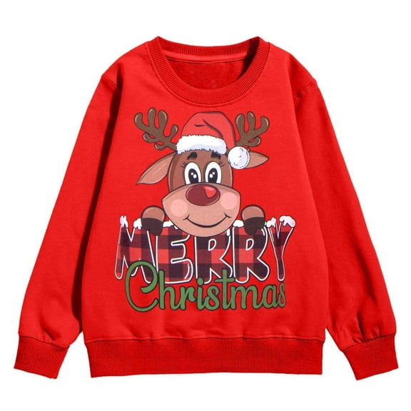 BOOMNY Christmas Infants Baby Boys Sweatshirts Xmas Deer Embroidery Sweatshirt For Boys Long Sleeve Warm Fall Winter Pullover Tops