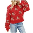 thumbnail image 1 of BOOMNY Christmas Womens Sweater Long Sleeve Sweaters for Women Xmas Deer Embroidery Crewneck Knit Pullover Trendy Tops 2025 Fall Winter Knitwear, 1 of 5