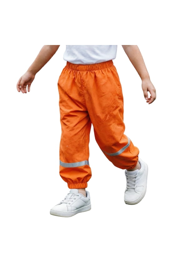 Girl'S Rain Pants Reflective Strip Pants for Girl Trendy Windproof Elastic Waist Athletic Jogger Pant With Pocket