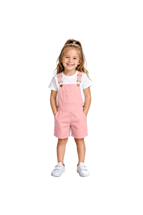 Girl'S Short Bib Overalls Baggy Shortalls for Girl Graphic Adjustable Strap Suspenders Shorts With Pocket