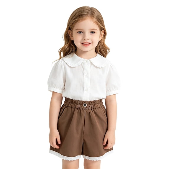 BOOMNY Girl's Baggy Shorts Wide Leg Shorts for Kids Trendy Elastic Waist Solid Cozy Summer Shorts With Pocket