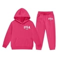 thumbnail image 1 of BOOMNY Girls 2 Peice Sweatsuits Usa Flag Graphic Long Sleeve Hoodies Sweatpants Sets for Kids Warm Winter Thick Track Suits, 1 of 4