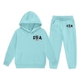 thumbnail image 1 of BOOMNY Girls 2 Peice Sweatsuits Usa Flag Graphic Long Sleeve Hoodies Sweatpants Sets for Kids Warm Winter Thick Track Suits, 1 of 4