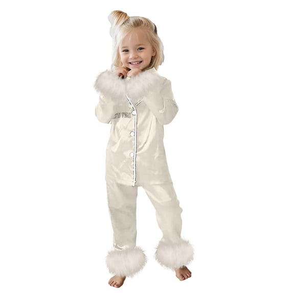 BOOMNY Girls 2 Peice Pajamas Sets Graphic Long Sleeve Sleepwear Tops Pants Pjs Set for Kids Cozy Loungewear Homewear