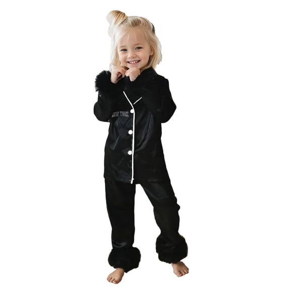 BOOMNY Girls 2 Peice Pajamas Sets Graphic Long Sleeve Sleepwear Tops Pants Pjs Set for Kids Cozy Loungewear Homewear