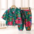 thumbnail image 1 of BOOMNY Girls 2 Peice Pajamas Sets Graphic Short Sleeve Buttons Sleepwear Tops Pants Pjs Set for Kids Cozy Loungewear Homewear, 1 of 4