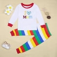 thumbnail image 1 of BOOMNY Girls 2 Peice Pajamas Sets I Love My Mom Graphic Long Sleeve Sleepwear Tops Pants Pjs Set for Kids Cozy Loungewear Homewear, 1 of 7