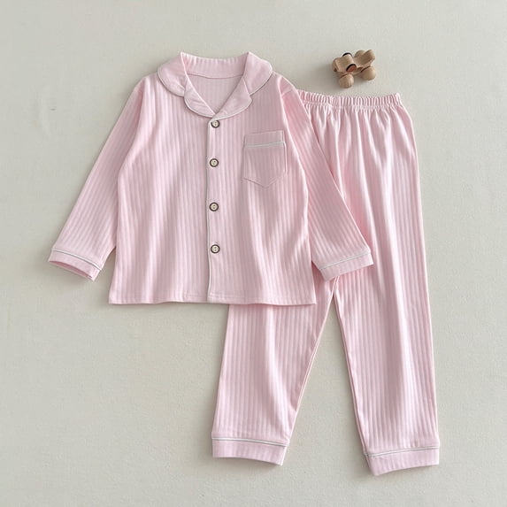 BOOMNY Girls 2 Peice Pajamas Sets Soft Long Sleeve Buttons Sleepwear Tops Pants Pjs Set for Kids Cozy Loungewear Homewear