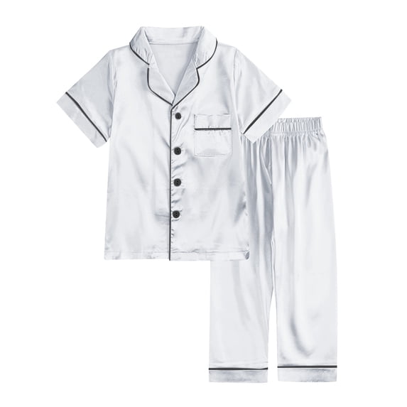 BOOMNY Girls 2 Peice Pajamas Sets Soft Short Sleeve Buttons Sleepwear Tops Pants Pjs Set for Kids Cozy Loungewear Homewear